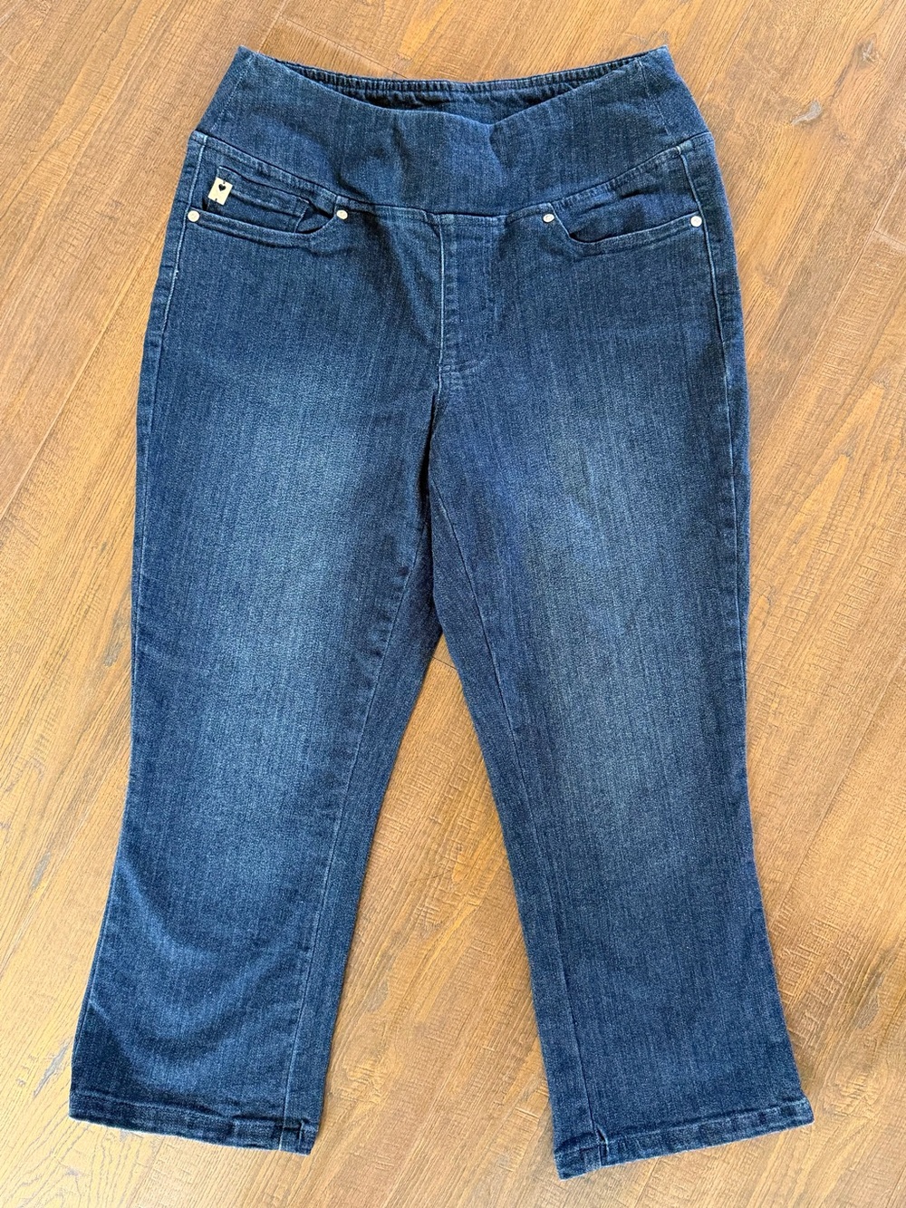 Belle by Kim Gravel Dark Blue Pull-On Cropped Jeans